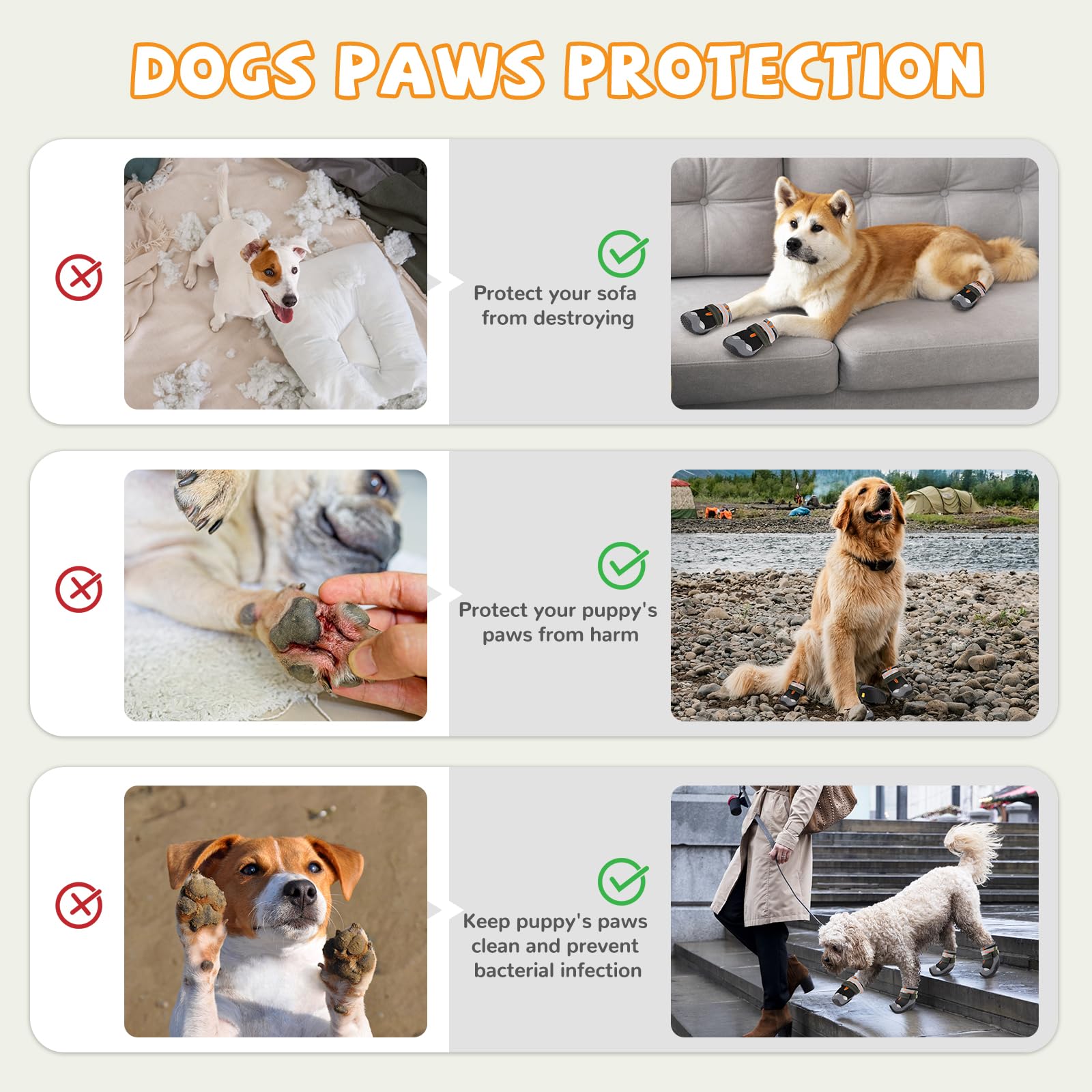 Dog Shoes For Large Dogs, Medium Dog Boots & Paw Protectors For Hot Pavement, Waterproof Dog Booties With Reflective Strap, Non-